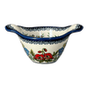 Polish Pottery Zaklady Small Bowl W/Handles (Floral Crescent) | Y1971A-ART237 at PolishPotteryOutlet.com