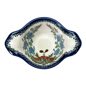 Polish Pottery Zaklady Small Bowl W/Handles (Floral Crescent) | Y1971A-ART237 Additional Image at PolishPotteryOutlet.com
