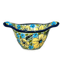 A picture of a Polish Pottery Zaklady 3.5" Small Bowl W/Handles (Sunny Meadow) | Y1971A-ART332 as shown at PolishPotteryOutlet.com/products/3-5-small-bowl-w-handles-sunny-meadow-y1971a-art332