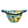Polish Pottery Zaklady 3.5" Small Bowl W/Handles (Sunny Meadow) | Y1971A-ART332 at PolishPotteryOutlet.com