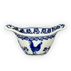 Polish Pottery Zaklady Small Bowl W/Handles (Rooster Blues) | Y1971A-D1149 at PolishPotteryOutlet.com