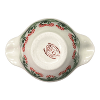 A picture of a Polish Pottery Small Bowl W/Handles (Raspberry Delight) | Y1971A-D1170 as shown at PolishPotteryOutlet.com/products/surprise-bowl-raspberry-delight-y1971a-d1170