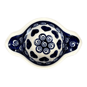 Polish Pottery Zaklady Small Bowl W/Handles (Swirling Hearts) | Y1971A-D467 Additional Image at PolishPotteryOutlet.com