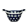 Polish Pottery Zaklady 3.5" Small Bowl W/Handles (Peacock Burst) | Y1971A-D487 at PolishPotteryOutlet.com