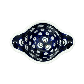 Polish Pottery Zaklady 3.5" Small Bowl W/Handles (Peacock Burst) | Y1971A-D487 Additional Image at PolishPotteryOutlet.com