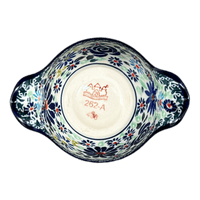 A picture of a Polish Pottery Bowl, Round, Handles, 3.5" Small in "Floral Explosion" by Zaklady | Y1971A-DU126 as shown at PolishPotteryOutlet.com/products/3-5-small-bowl-w-handles-du126-y1971a-du126