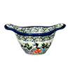 Polish Pottery Zaklady 3.5" Small Bowl W/Handles (Floral Swallows) | Y1971A-DU182 at PolishPotteryOutlet.com