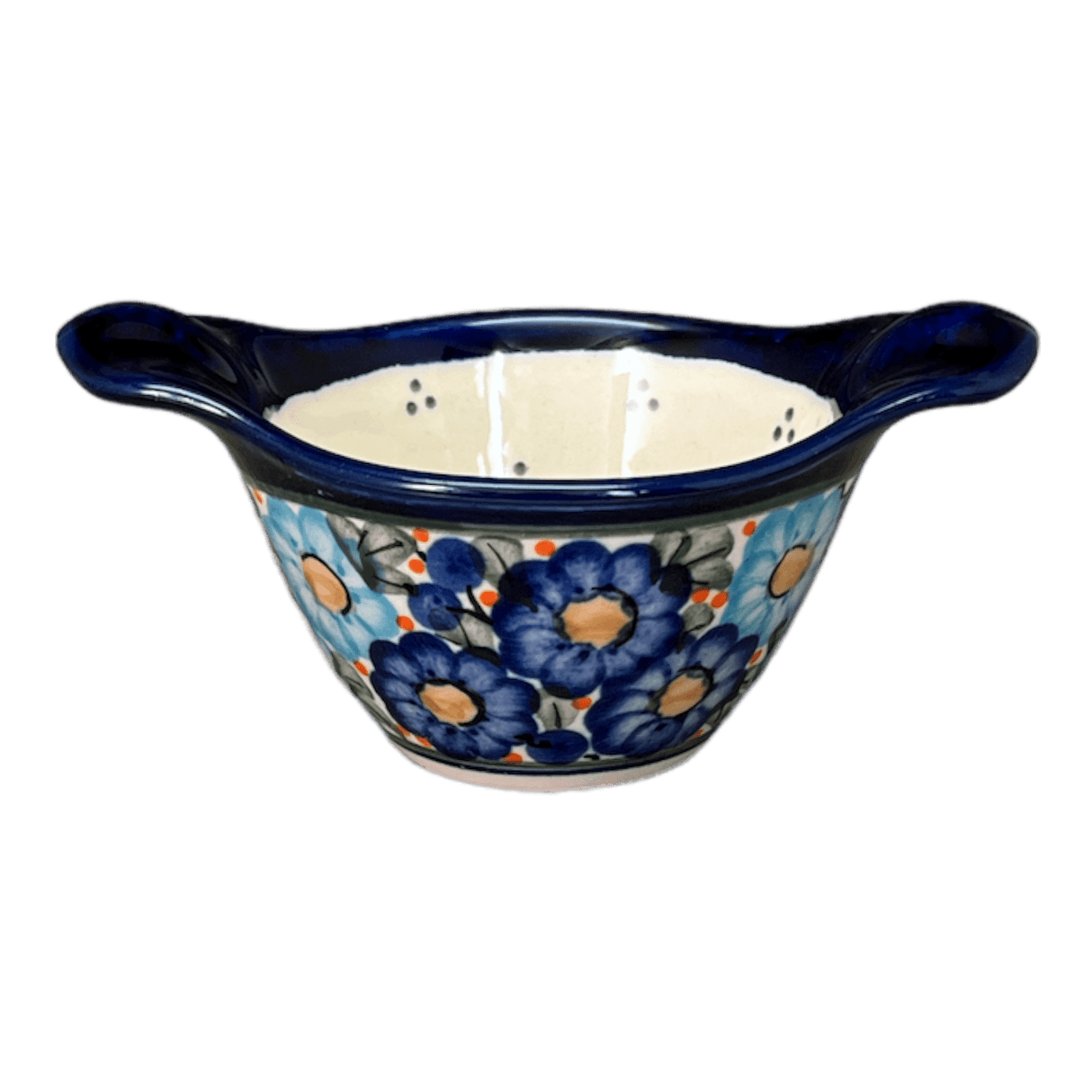 Bowl, Round, Handles, 3.5" Small in "Garden Party Blues" by Zaklady | Y1971A-DU50