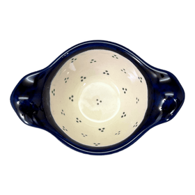 Polish Pottery Zaklady Small Bowl W/Handles (Garden Party Blues) | Y1971A-DU50 Additional Image at PolishPotteryOutlet.com