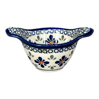 A picture of a Polish Pottery Zaklady Small Bowl W/Handles (Emerald Mosaic) | Y1971A-DU60 as shown at PolishPotteryOutlet.com/products/3-5-small-bowl-w-handles-emerald-mosaic-y1971a-du60
