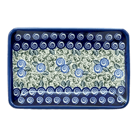 A picture of a Polish Pottery Tray, Sushi, 5" x 7.25" Small in "Spring Swirl" by Zaklady | Y2021-A1073A as shown at PolishPotteryOutlet.com/products/5-x-7-25-small-sushi-tray-spring-swirl-y2021-a1073a