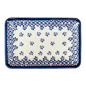 Polish Pottery Zaklady Small Sushi Tray (Falling Blue Daisies) | Y2021-A882A Additional Image at PolishPotteryOutlet.com