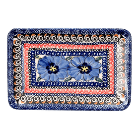 Polish Pottery Zaklady Small Sushi Tray (Bloomin' Sky) | Y2021-ART148 Additional Image at PolishPotteryOutlet.com