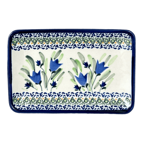 Polish Pottery Small Sushi Tray (Blue Tulips) | Y2021-ART160 Additional Image at PolishPotteryOutlet.com