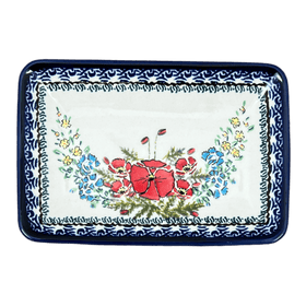 Polish Pottery 5" x 7.25" Small Sushi Tray (Floral Crescent) | Y2021-ART237 Additional Image at PolishPotteryOutlet.com