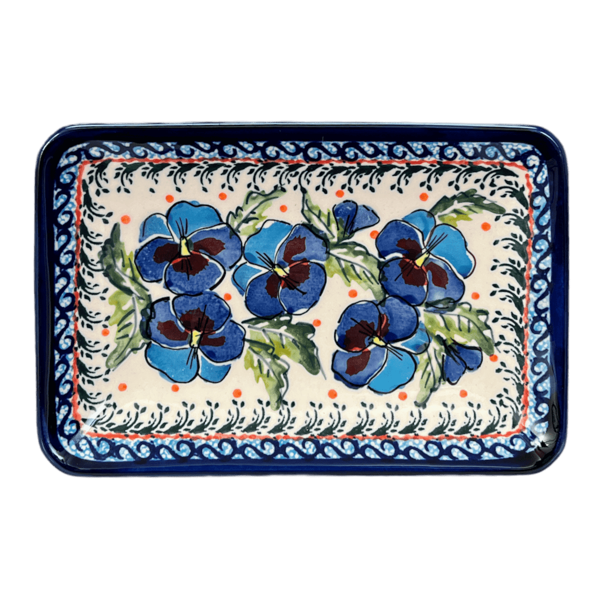 Tray, Sushi, 5" x 7.25" Small in "Pansies in Bloom" by Zaklady | Y2021-ART277