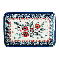 A picture of a Polish Pottery Zaklady Small Sushi Tray (Cosmic Cosmos) | Y2021-ART326 as shown at PolishPotteryOutlet.com/products/small-sushi-tray-cosmic-cosmos-y2021-art326