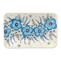 A picture of a Polish Pottery Zaklady 5" x 7.25" Small Sushi Tray (Something Blue) | Y2021-ART374 as shown at PolishPotteryOutlet.com/products/5-x-7-25-small-sushi-tray-something-blue-y2021-art374