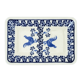 Polish Pottery Zaklady Small Sushi Tray (Rooster Blues) | Y2021-D1149 Additional Image at PolishPotteryOutlet.com