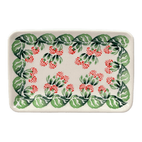 A picture of a Polish Pottery Zaklady Small Sushi Tray (Raspberry Delight) | Y2021-D1170 as shown at PolishPotteryOutlet.com/products/small-sushi-tray-raspberry-delight-y2021-d1170
