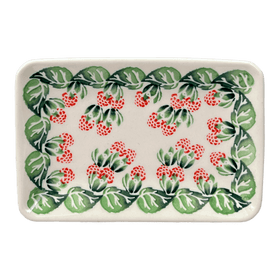 Polish Pottery Zaklady Small Sushi Tray (Raspberry Delight) | Y2021-D1170 Additional Image at PolishPotteryOutlet.com