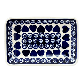 Polish Pottery Zaklady 5" x 7.25" Small Sushi Tray (Swirling Hearts) | Y2021-D467 Additional Image at PolishPotteryOutlet.com