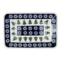 A picture of a Polish Pottery Small Sushi Tray (Floral Pine) | Y2021-D914 as shown at PolishPotteryOutlet.com/products/small-sushi-tray-floral-pine-y2021-d914