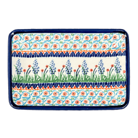 A picture of a Polish Pottery Zaklady Small Sushi Tray (Lilac Garden) | Y2021-DU155 as shown at PolishPotteryOutlet.com/products/small-sushi-tray-du155-y2021-du155