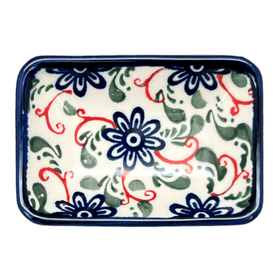 Polish Pottery Tiny Rectangular Sauce Dish (Swirling Flowers) | Y2024-A1197A Additional Image at PolishPotteryOutlet.com