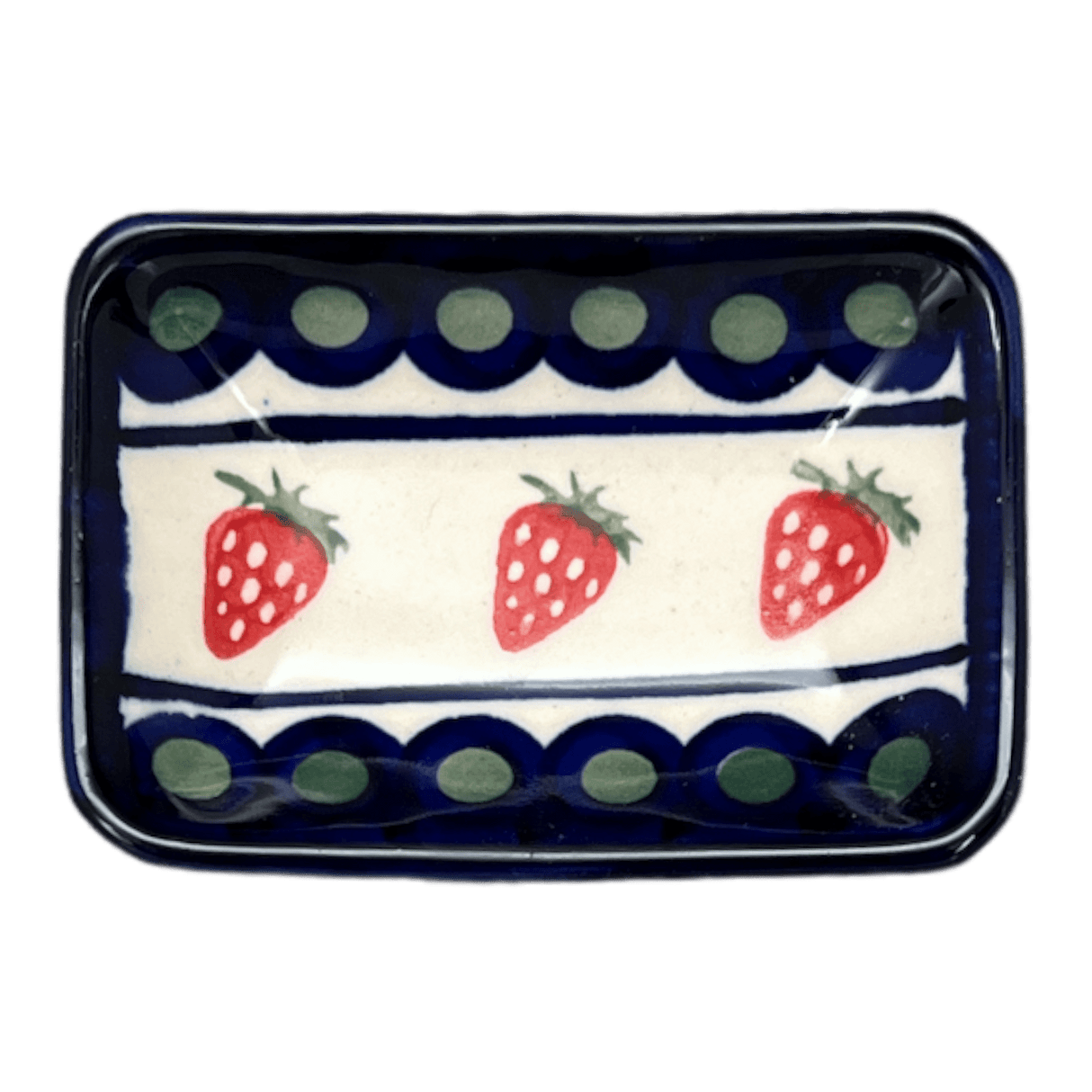 Sauce Dish, Rectangular, 3.75" x 2.75" Tiny in "Strawberry Dot" by Zaklady | Y2024-A310A