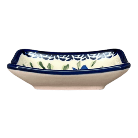 Sauce Dish, Rectangular, 3.75" x 2.75" Tiny in "Blue Tulips" by Zaklady | Y2024-ART160