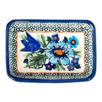 A picture of a Polish Pottery Zaklady Tiny Rectangular Sauce Dish (Julie's Garden) | Y2024-ART165 as shown at PolishPotteryOutlet.com/products/tiny-rectangular-sauce-dish-julies-garden-y2024-art165