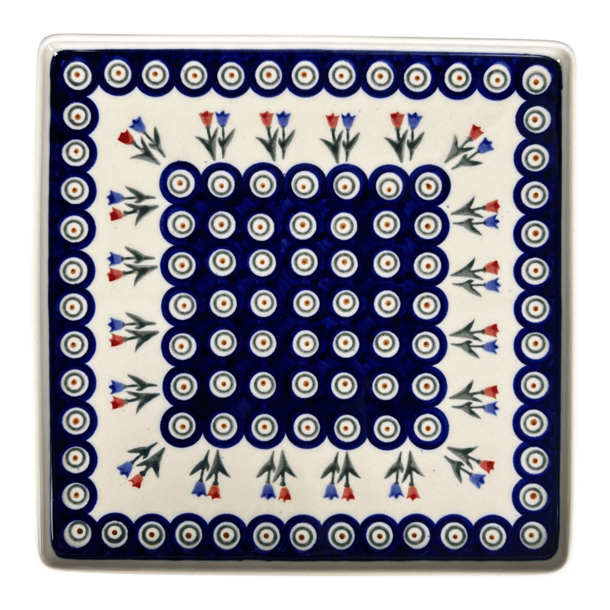Tray, Square, 10.5" in "Peacock Tulip Medley" by Zaklady | Y2101A-D809