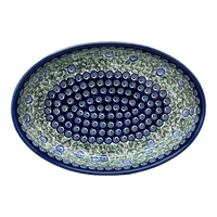 A picture of a Polish Pottery Zaklady 11" x 7.5" Oval Baker (Spring Swirl) | Y349A-A1073A as shown at PolishPotteryOutlet.com/products/11-x-7-5-oval-baker-spring-swirl-y349a-a1073a
