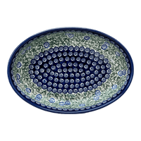 A picture of a Polish Pottery Baker, Oval, 11" x 7.5" in "Spring Swirl" by Zaklady | Y349A-A1073A as shown at PolishPotteryOutlet.com/products/11-x-7-5-oval-baker-spring-swirl-y349a-a1073a