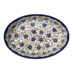 Polish Pottery 11" x 7.5" Oval Baker (Swirling Flowers) | Y349A-A1197A Additional Image at PolishPotteryOutlet.com