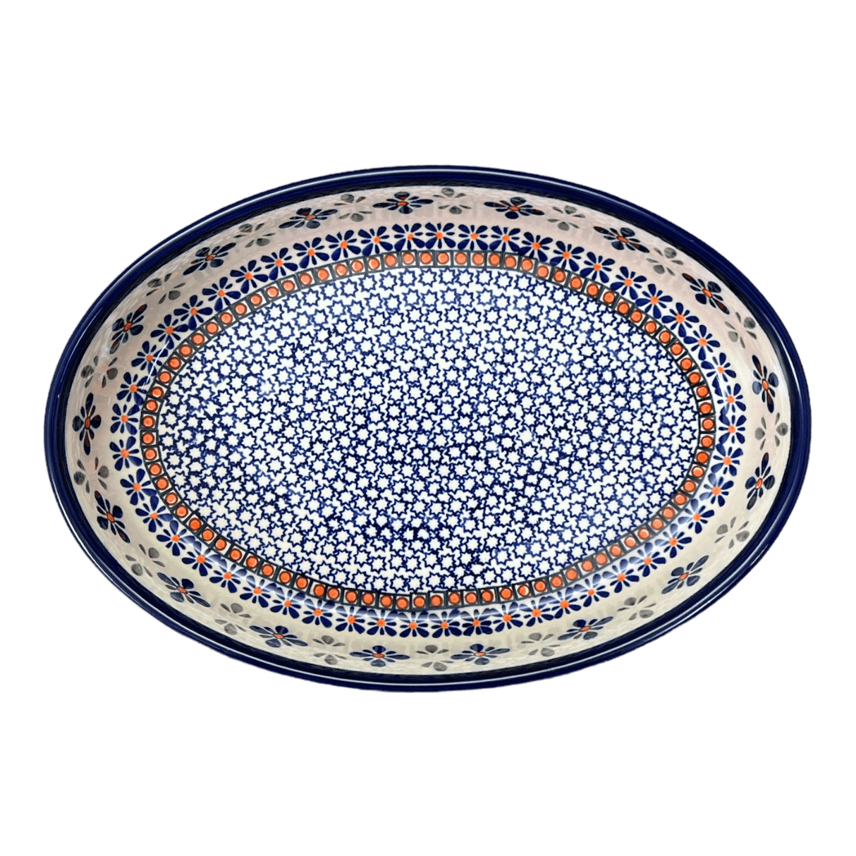 Baker, Oval, 11" x 7.5" in "Blue Mosaic Flower" by Zaklady | Y349A-A221A