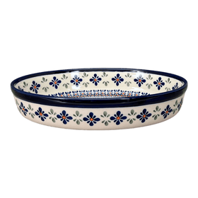 Polish Pottery Zaklady 11" x 7.5" Oval Baker (Blue Mosaic Flower) | Y349A-A221A Additional Image at PolishPotteryOutlet.com