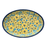 A picture of a Polish Pottery Baker, Oval, 11" x 7.5" in "Sunny Meadow" by Zaklady | Y349A-ART332 as shown at PolishPotteryOutlet.com/products/11-x-7-5-oval-baker-sunny-meadow-y349a-art332