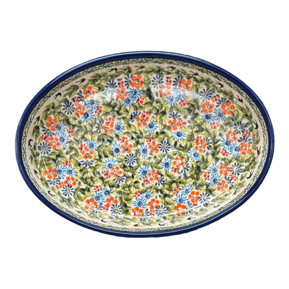 Baker, Oval, 11" x 7.5" in "Floral Swallows" by Zaklady | Y349A-DU182