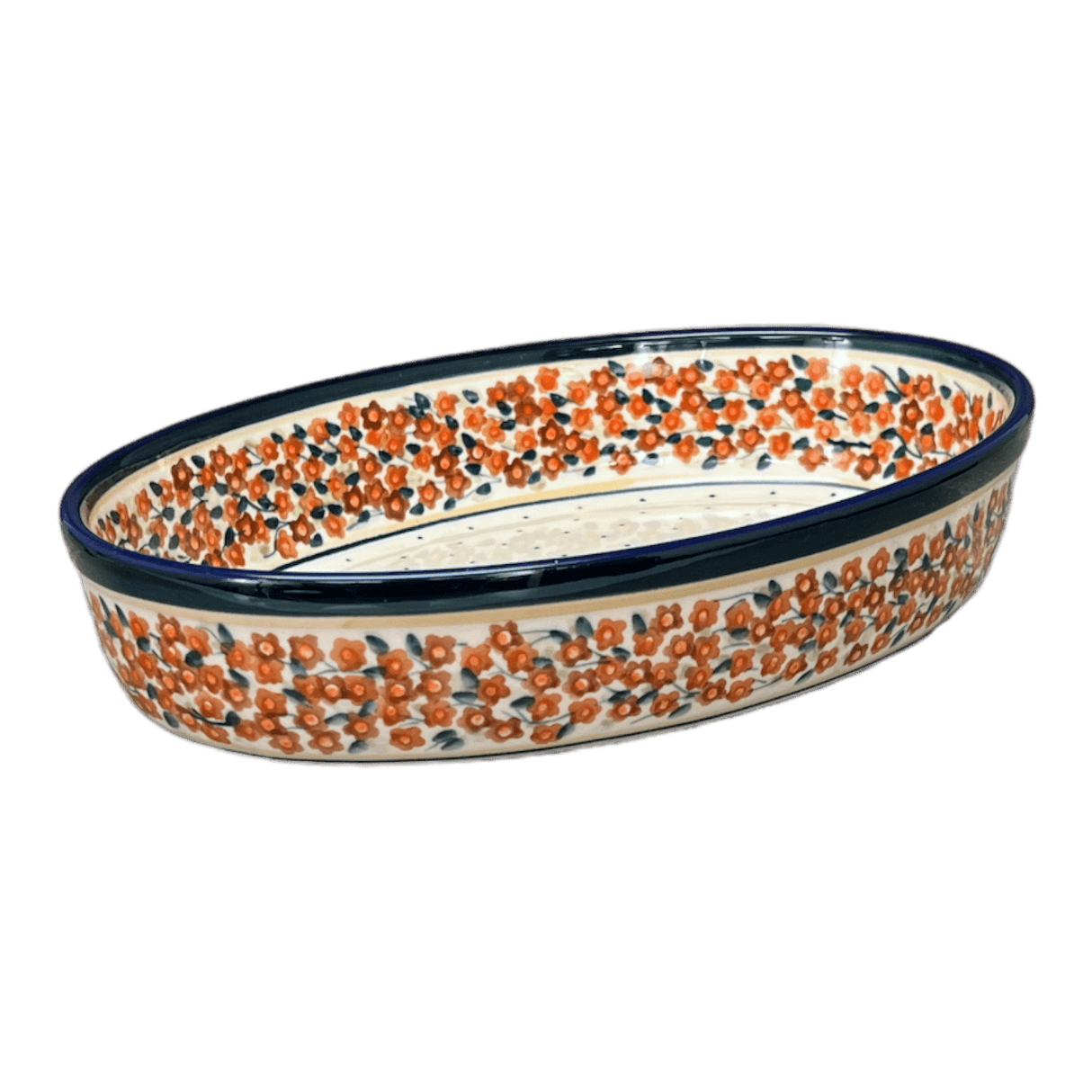 Baker, Oval, 11" x 7.5" in "Orange Wreath" by Zaklady | Y349A-DU52