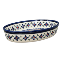 A picture of a Polish Pottery 11" x 7.5" Oval Baker (Emerald Mosaic) | Y349A-DU60 as shown at PolishPotteryOutlet.com/products/11-x-7-5-oval-baker-emerald-mosaic-y349a-du60