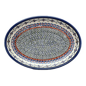 Polish Pottery Zaklady 11" x 7.5" Oval Baker (Emerald Mosaic) | Y349A-DU60 Additional Image at PolishPotteryOutlet.com