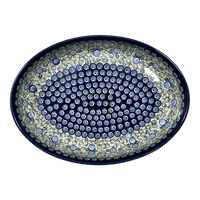 A picture of a Polish Pottery Zaklady 12.25" Oval Baker (Spring Swirl) | Y350A-A1073A as shown at PolishPotteryOutlet.com/products/12-25-oval-baker-spring-swirl-y350a-a1073a