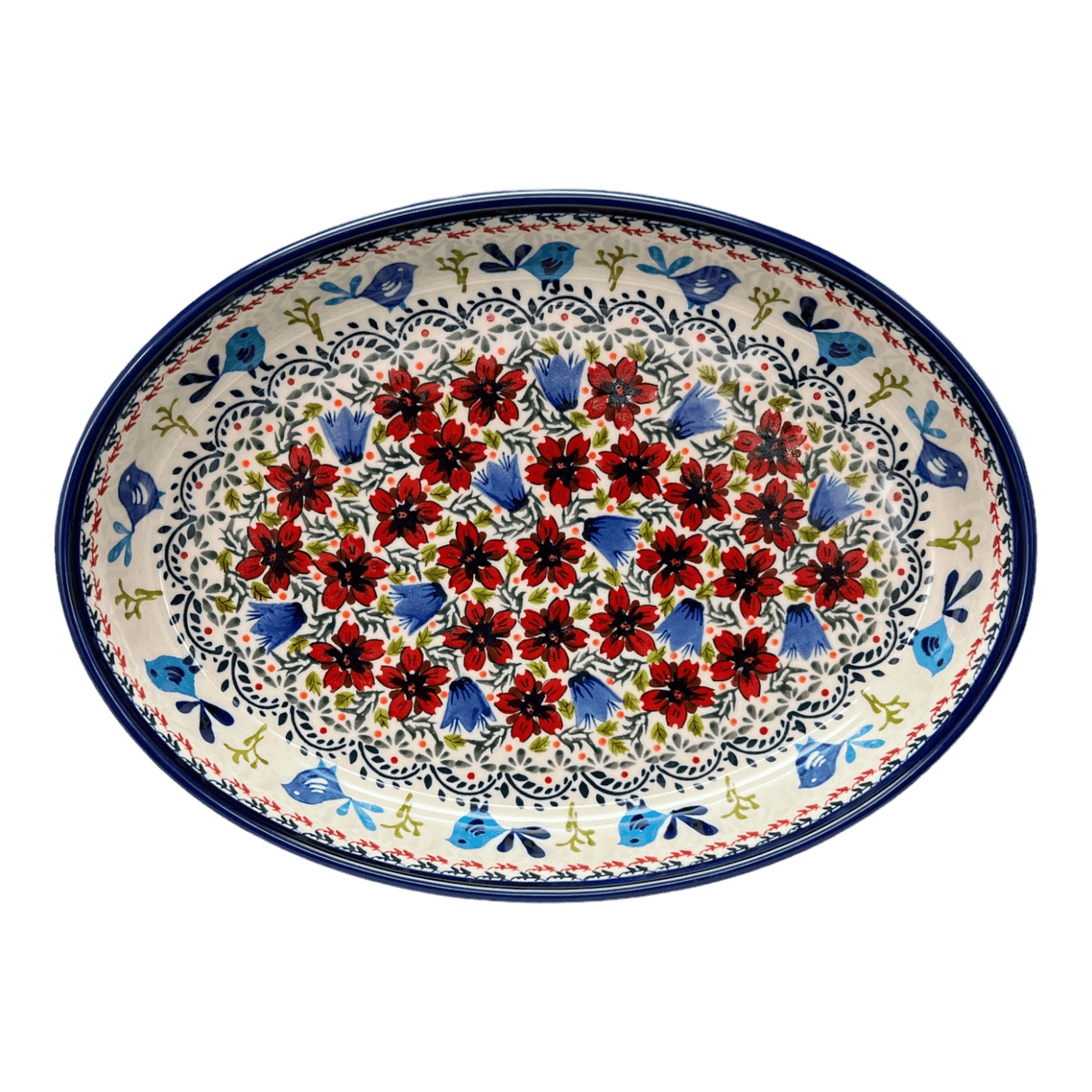 Baker, Oval, 12.25" in "Circling Bluebirds" by Zaklady | Y350A-ART214