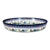 A picture of a Polish Pottery Zaklady 12.25" Oval Baker (Pansies in Bloom) | Y350A-ART277 as shown at PolishPotteryOutlet.com/products/12-25-oval-baker-pansies-in-bloom-y350a-art277