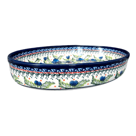 Polish Pottery Zaklady 12.25" Oval Baker (Pansies in Bloom) | Y350A-ART277 Additional Image at PolishPotteryOutlet.com