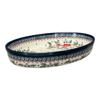 A picture of a Polish Pottery Zaklady 12.25" Oval Baker (Cosmic Cosmos) | Y350A-ART326 as shown at PolishPotteryOutlet.com/products/12-25-oval-baker-cosmic-cosmos-y350a-art326