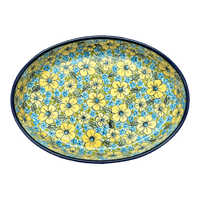 A picture of a Polish Pottery Zaklady 12.25" Oval Baker (Sunny Meadow) | Y350A-ART332 as shown at PolishPotteryOutlet.com/products/12-25-oval-baker-sunny-meadow-y350a-art332