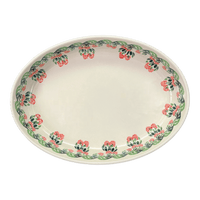 A picture of a Polish Pottery Zaklady 12.25" Oval Baker (Raspberry Delight) | Y350A-D1170 as shown at PolishPotteryOutlet.com/products/12-25-oval-baker-raspberry-delight-y350a-d1170